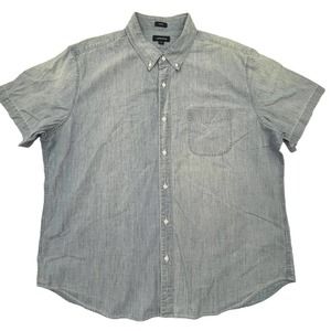 J. Crew Jeans Blue Demin Look Button Down Short Sleeve Shirt XXL 2XL